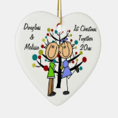 一緒のカップルの第1クリスマスのハートのオーナメント セラミックオーナメント (右)