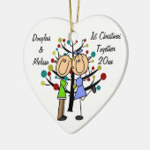 一緒のカップルの第1クリスマスのハートのオーナメント セラミックオーナメント (左)