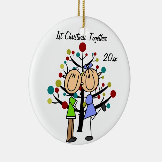 一緒のカップルの第1クリスマスオーナメントのあたりで セラミックオーナメント (右)