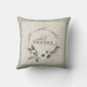 一緒のギャザーのタイポグラフィの農家の水彩画 クッション (裏面)