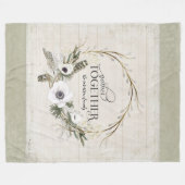 一緒のギャザー家族の素朴な農家のリースの芸術 フリースブランケット (正面(横))