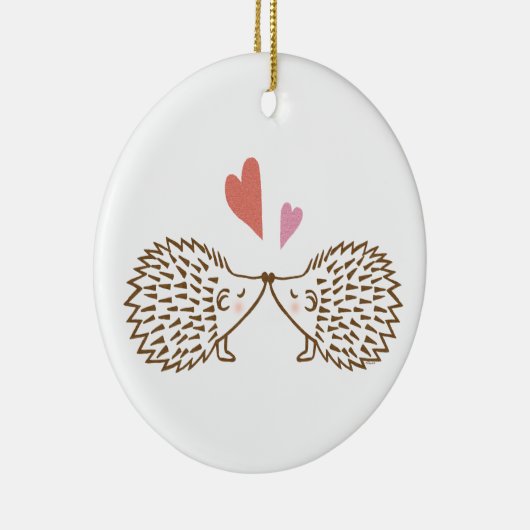 一緒の初めてのクリスマスのカスタムなハリネズミのオーナメント セラミックオーナメント (右)