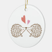 一緒の初めてのクリスマスのカスタムなハリネズミのオーナメント セラミックオーナメント (左)