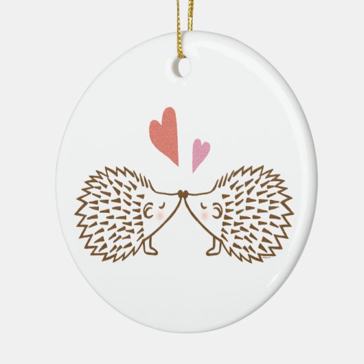 一緒の初めてのクリスマスのカスタムなハリネズミのオーナメント セラミックオーナメント (左)