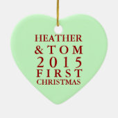一緒の初めてのクリスマスのシェブロン セラミックオーナメント (裏面)