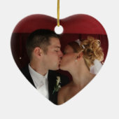 一緒の初めてのクリスマスのテディー・ベアのカスタムの写真 セラミックオーナメント (裏面)