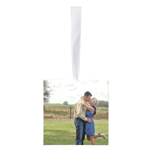 一緒の初めてのクリスマスの写真の立方体のオーナメント キューブオーナメント (右)