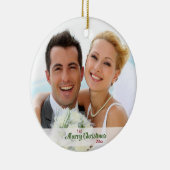 一緒の初めてのクリスマスの新婚者 セラミックオーナメント (右)