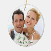 一緒の初めてのクリスマスの新婚者 セラミックオーナメント (左)
