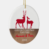 一緒の初めてのクリスマスの素朴なオーナメント|のシカ セラミックオーナメント (右)