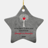 一緒の初めてのクリスマス愛木の黒板 セラミックオーナメント (正面)