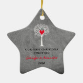 一緒の初めてのクリスマス愛木の黒板 セラミックオーナメント (裏面)