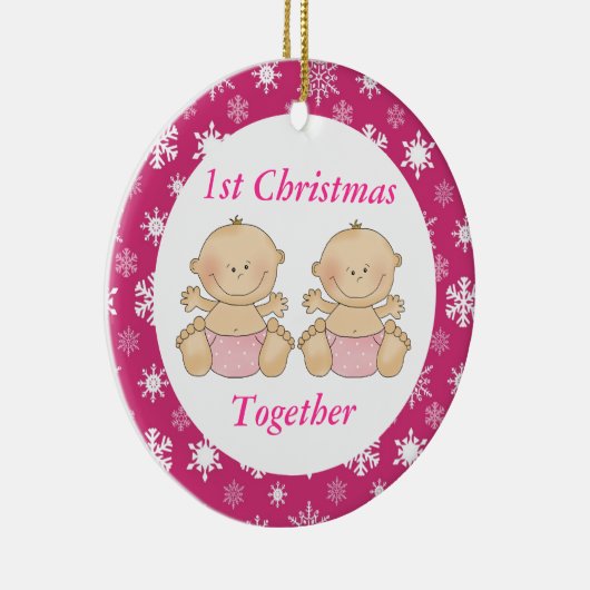 一緒の双生児の第1クリスマスの記念品のオーナメント セラミックオーナメント (右)