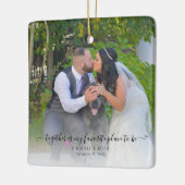 一緒の場所が私の最も好きな場所 ウェディング セラミックオーナメント (左)