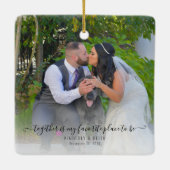 一緒の場所が私の最も好きな場所 ウェディング セラミックオーナメント (裏面)
