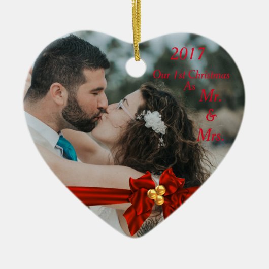 一緒の私達の初めてのクリスマス2017年 セラミックオーナメント (正面)