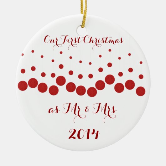 一緒の私達の初めてのクリスマス セラミックオーナメント (正面)