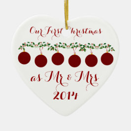 一緒の私達の初めてのクリスマス セラミックオーナメント