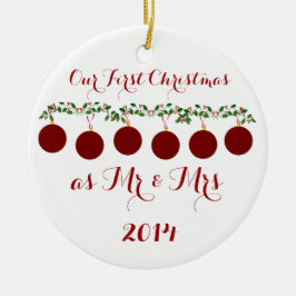 一緒の私達の初めてのクリスマス セラミックオーナメント
