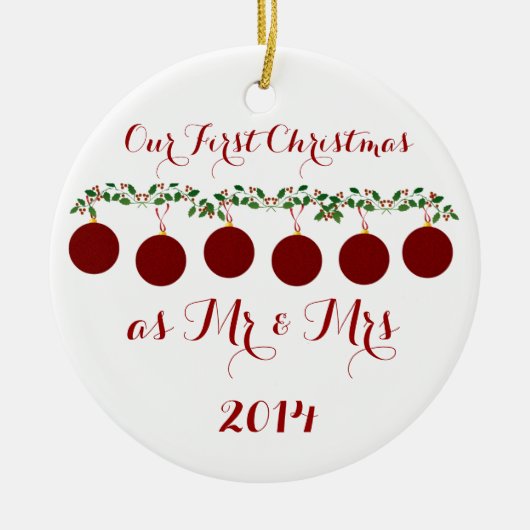 一緒の私達の初めてのクリスマス セラミックオーナメント (正面)