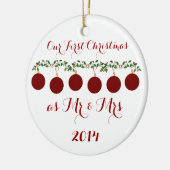 一緒の私達の初めてのクリスマス セラミックオーナメント (左)