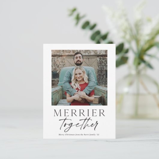 一緒メリーにスクリプト写真メリークリスマス シーズンポストカード (スタンド正面)