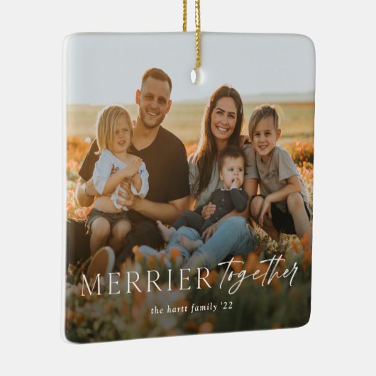 一緒メリーにスクリプト写真メリークリスマス セラミックオーナメント (右)