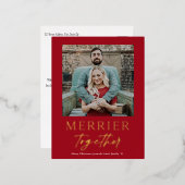 一緒メリーにスクリプト写真金ゴールド 箔シーズンポストカード (正面/裏面)