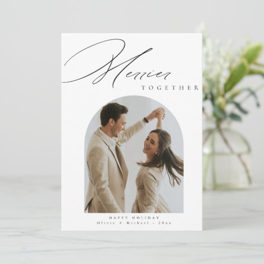 一緒メリーにモダンArch写真のクリスマス シーズンカード (スタンド正面)