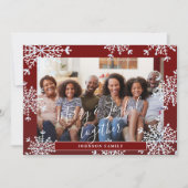 一緒メリーに楽しい4写真の素朴なクリスマス シーズンカード (正面)