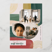 一緒メリーに |抽象芸術モダンフォトクリスマス 箔招待状 (正面)