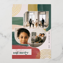 一緒メリーに |抽象芸術モダンフォトクリスマス 箔招待状