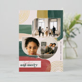 一緒メリーに |抽象芸術モダンフォトクリスマス 箔招待状 (立ち正面)