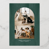 一緒メリーに |抽象芸術モダンフォトクリスマス 箔招待状 (裏面)