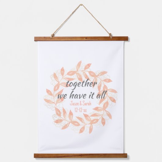 一緒モダンに引用文&コー葉ルパーソナライズされた 吊り下げ型タペストリー (正面)