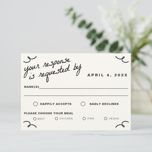 一緒描に結婚 出欠カード (スタンド正面)