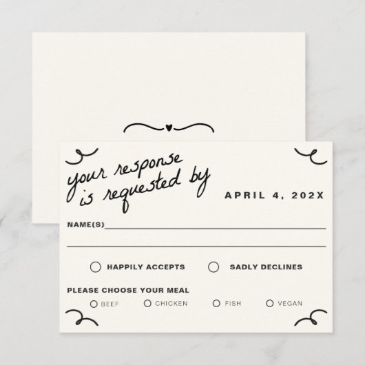 一緒描に結婚 出欠カード (正面/裏面)