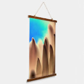 「一緒来に」ウッドトッピングの壁タペストリー 吊り下げ型タペストリー (傾斜あり)