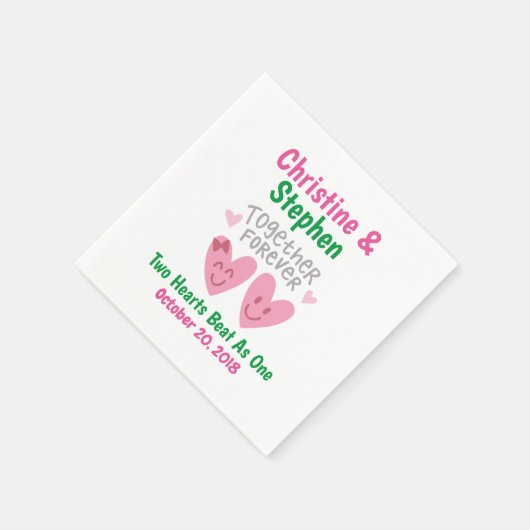 一緒結婚に永遠の漫画ハート新郎新婦 スタンダードカクテルナプキン (角)