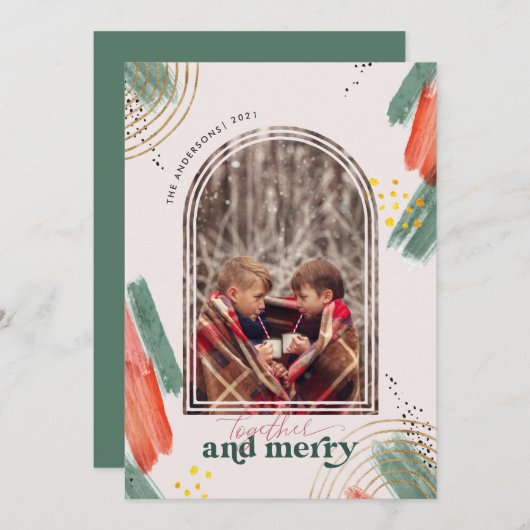 一緒 & 楽しく | フォトアーカイブ モダンなクリスマス シーズンカード (正面/裏面)