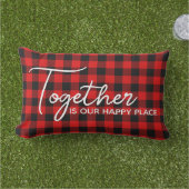 一緒 赤 黒 バッファロー チェック柄 アウトドアクッション (芝生)