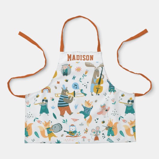 一群のカラフル動物 エプロン (正面)