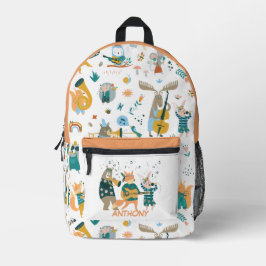 一群のカラフル動物 プリントバックパック