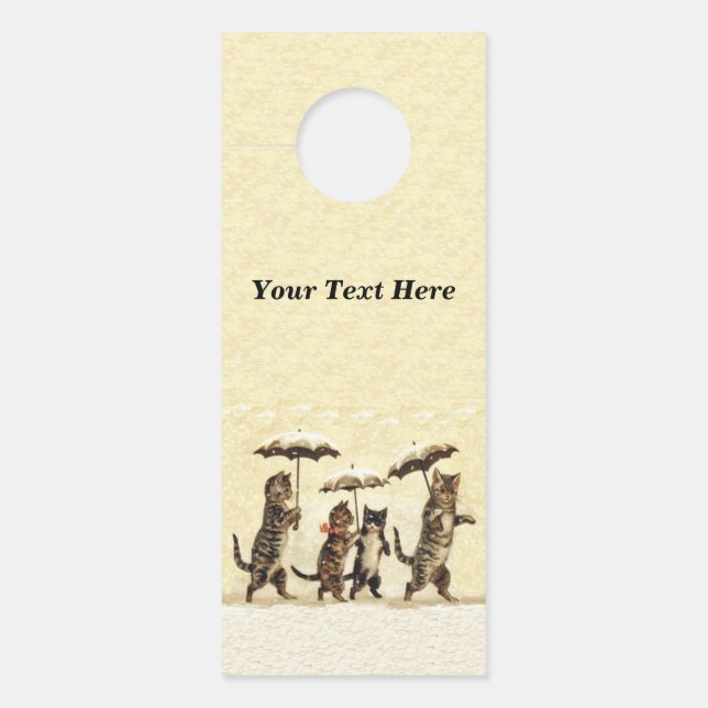 一群の猫が子猫の傘、雪黄 ドアノブサイン (正面)