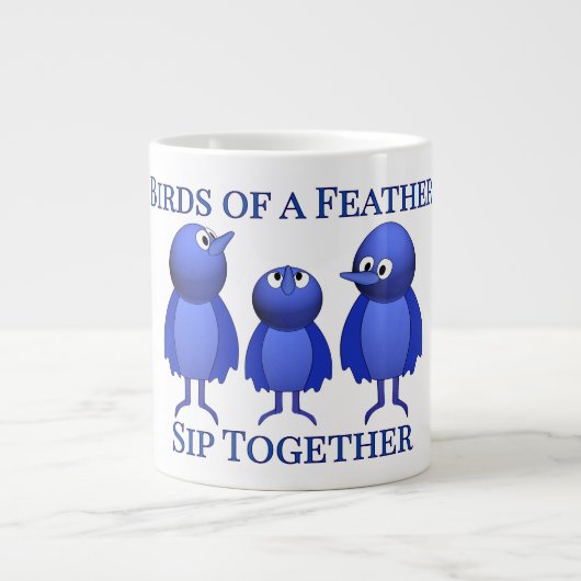 一羽の鳥が一緒に飲む ジャンボコーヒーマグカップ (正面)
