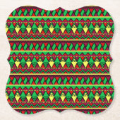 一致するクワンザイエローレッドブラックグリーン ペーパーコースター (正面)