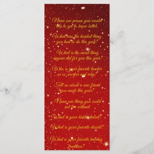 一致するセットクリスマス会話の開始カード メニュー (裏面)