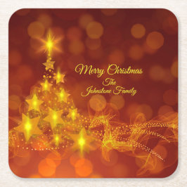 一致するセット金ゴールド星ツリー変更名 スクエアペーパーコースター