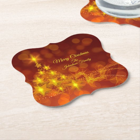 一致するセット金ゴールド星ツリー変更名 ペーパーコースター (アングル)
