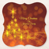 一致するセット金ゴールド星ツリー変更名 ペーパーコースター (正面)